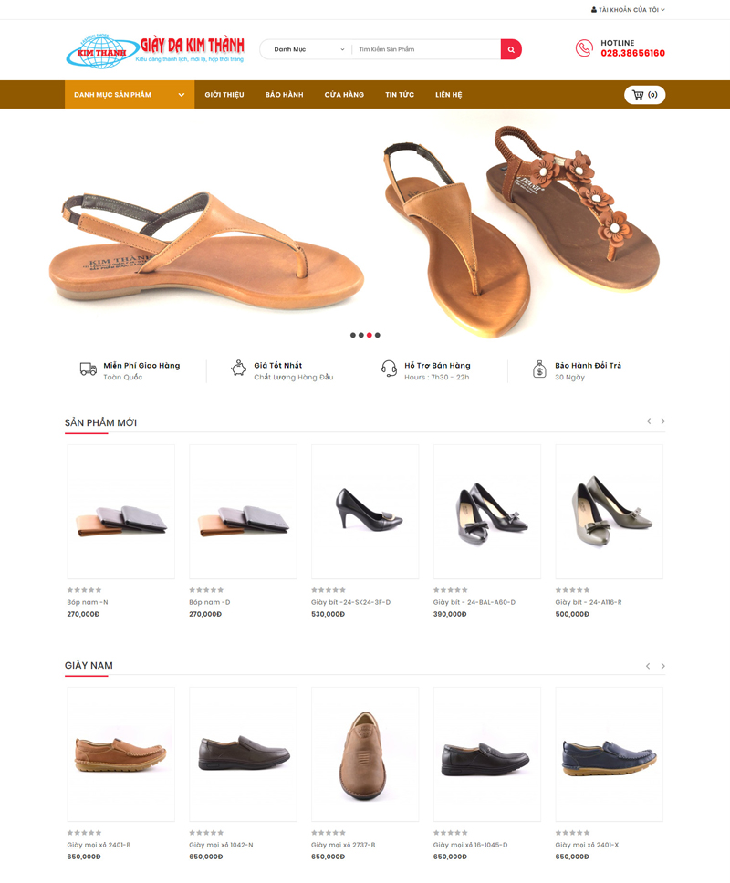 thiết kế web giày kim thành